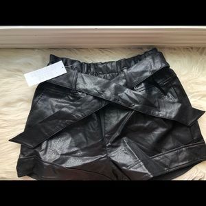black leather shorts